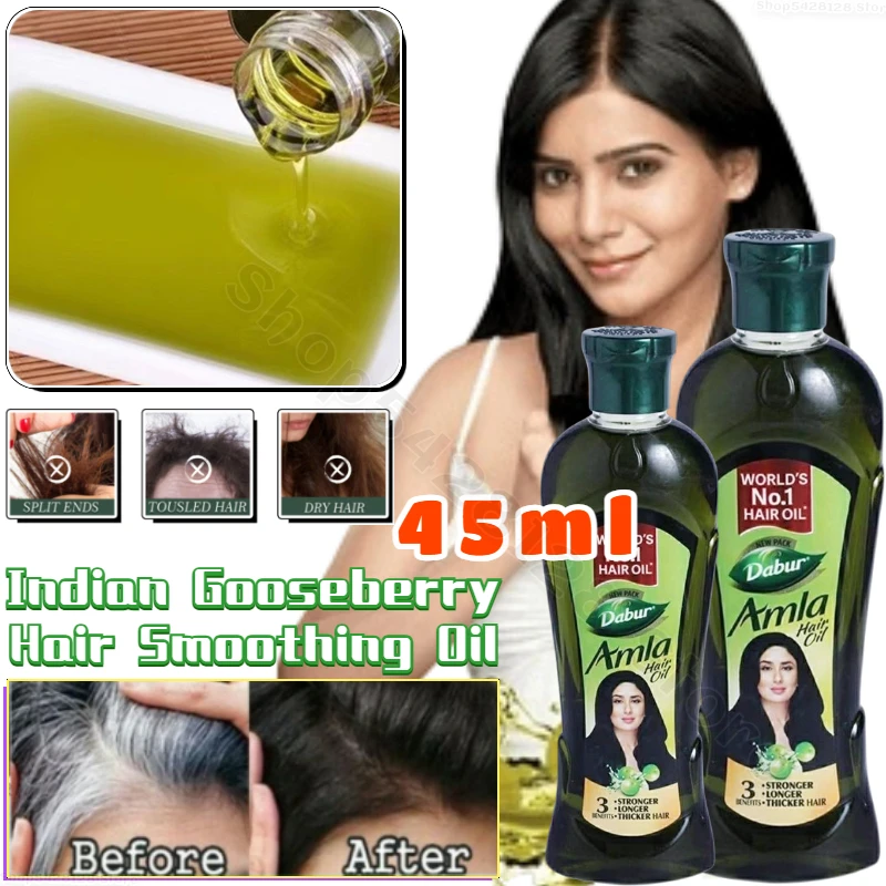 India Dabur Amla Hair Oil Indian Gooseberry Nourishes Black Hair Smooth Hair Oil Improves Dry 45ml