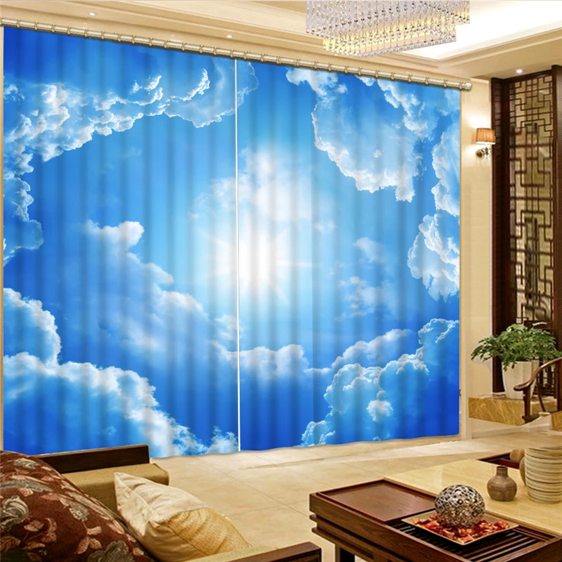 3D Print blackout  Window Curtain blue sky curtains for Kid Childern Boy Bedroom Living Room Home Hook