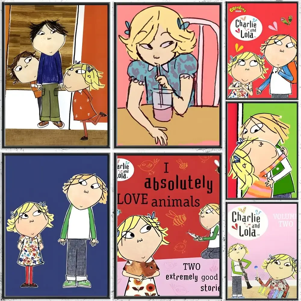 Cute Cartoon C-Charlie and LolaS Poster HD Self-Adhesive No Residue After Removal Ideal for All Kinds of Wall Decor