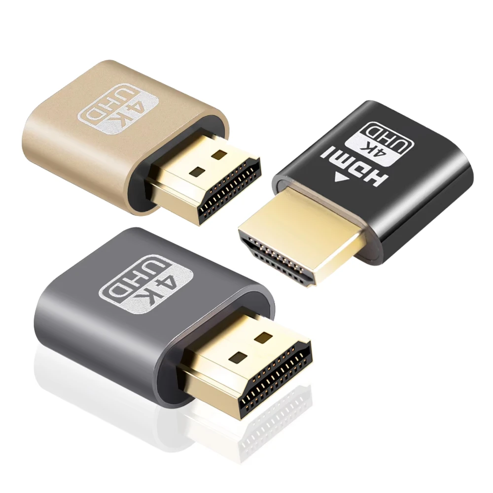 Adaptador de exibição virtual VGA compatível com HDMI 1.4, plugue falso DDC EDID, emulador de exibição fantasma sem tela, placa de bloqueio para placa de vídeo