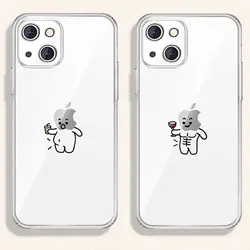Funny Matchstick Men Clear Couple Phone Case for iPhone 17 16 14 15 13 11 12 Pro Max Mini SE2 7 8 Plus Paired Cover Shell Fundas