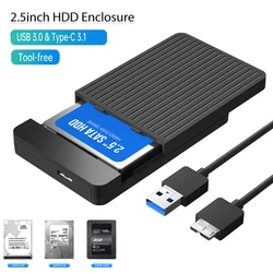 2.5inch USB3.0 3.1 Hard Drive Case External hd case enclosure usb to sata hard drive box pocket for hdd 2.5 ssd notebook adapter