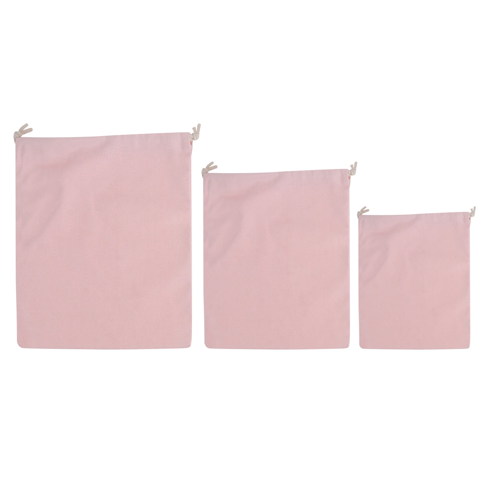 

3 Pcs Cotton Canvas Bags Pink Blank Sweets Storage Set Drawstring Lightweight Jewelry Sundries Home Gift Packaging