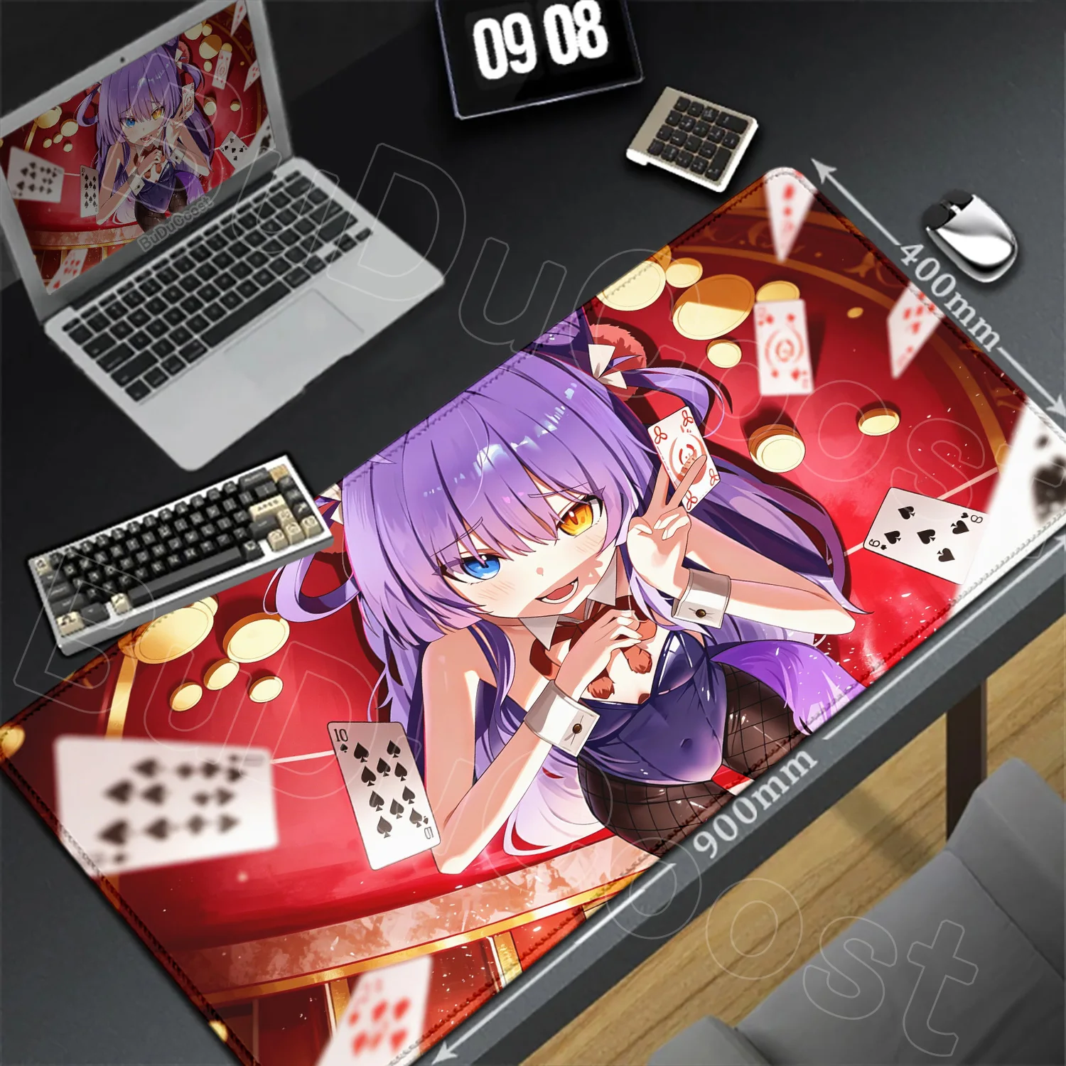 Kawaii Hololive Girl Keyboard Mat Lock Edge Non-slip speed Rubber Mouse Pad HD Printing Large Tenko Shibuki Laptop Pad 900x400mm