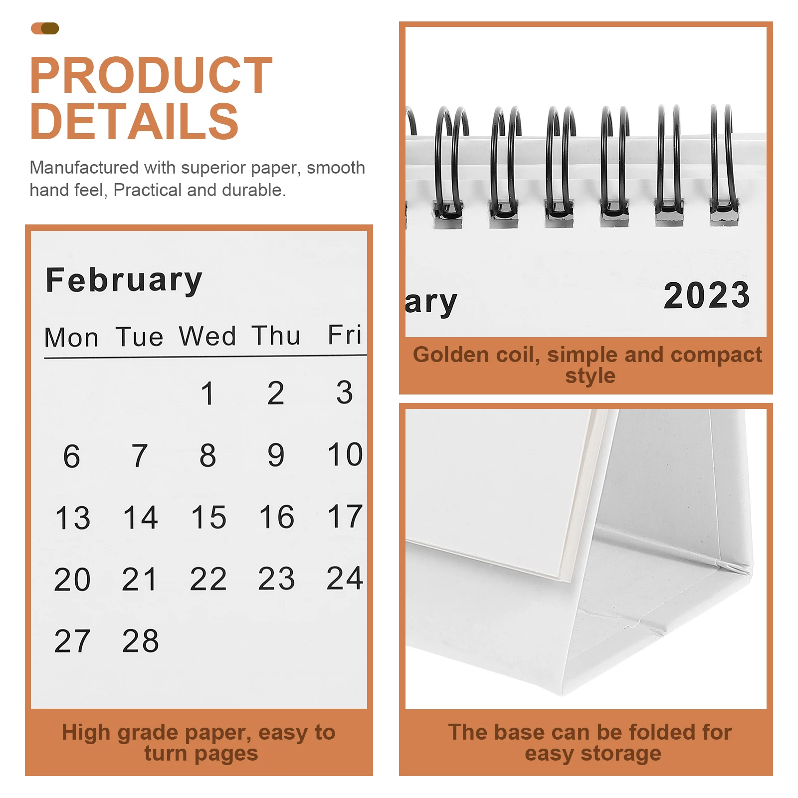 

Creative Mini Desk Calendar 2023 Decorative Paper Calendar For Home Office Steady Bracket Coil Design Smooth Paper Easy