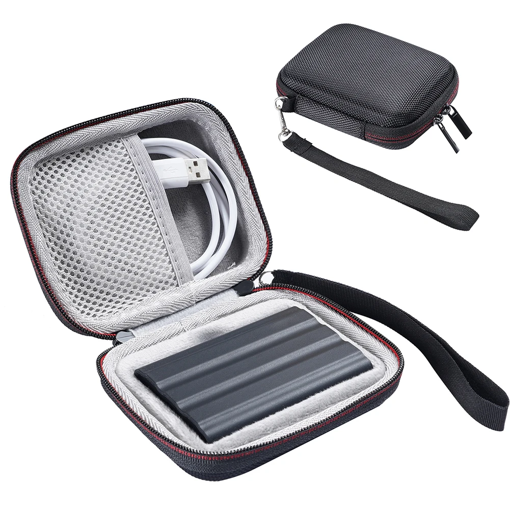 Hard Carrying Case with Mesh Bag&Hand Strap EVA Hard Drive Case External Hard Drive Bag for Samsung T7 Shield/T9 4TB/2TB/1TB SSD