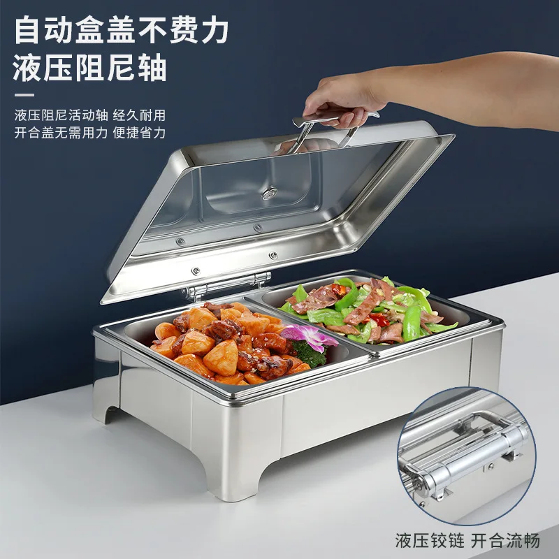 Luxury Buffet Stove Electric Heating Buffet Stove Stainless Steel Insulation Stove Hydraulic Glass Visible Breakfast Circular