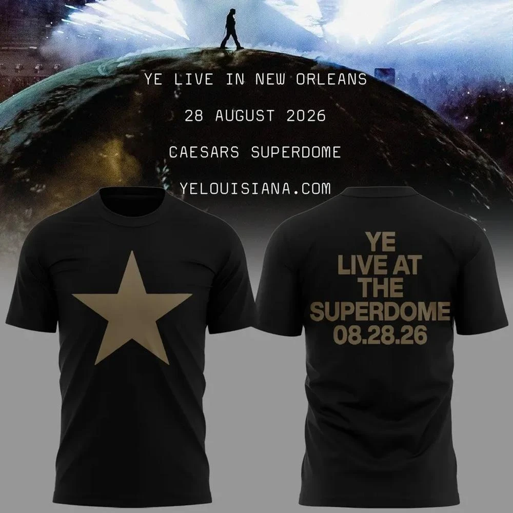 Ye Live At The Superdome Tour 2026 Graphic T‑Shirt Unisex Summer Short Sleeve Hip‑Hop Concert Fan Vintage Casual Tops