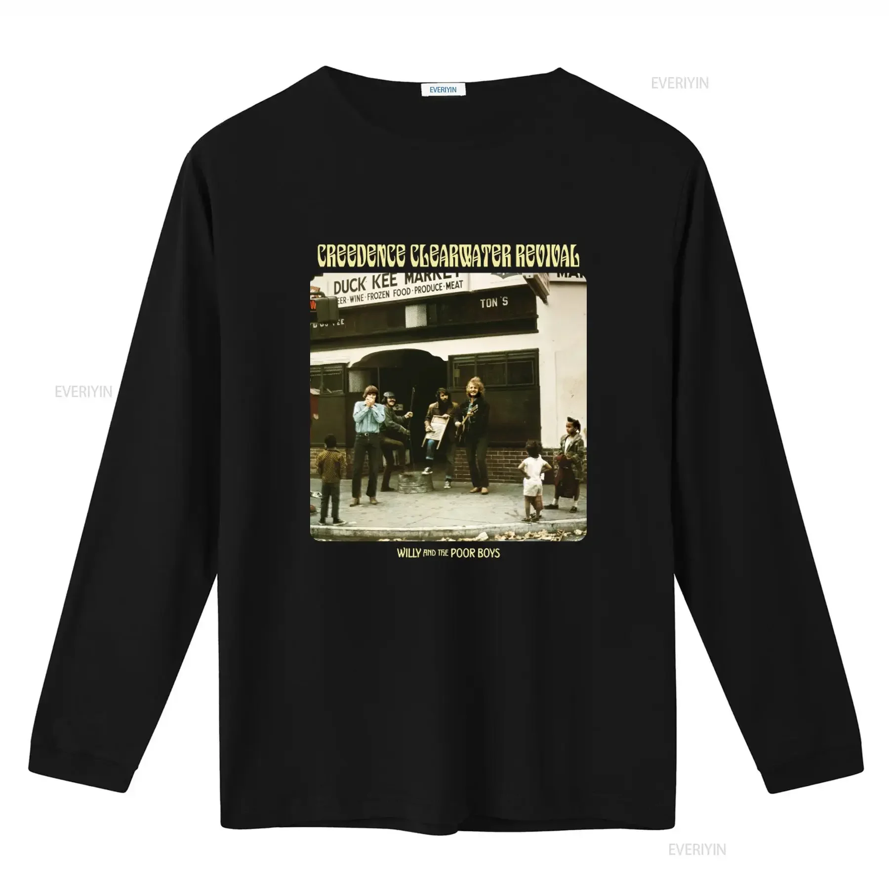 Creedence Clearwater Revival Music Band Vintage Street Performance T Shirt vintage Washed Casual Unisex Slightly fashion
