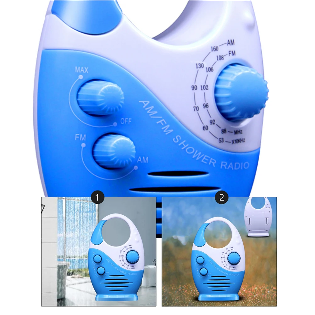 

Mini Waterproof Radio ABS FM Receiver Portable Speaker Bathroom Shower Music Home Washroom Kitchen Office Car Travel AM