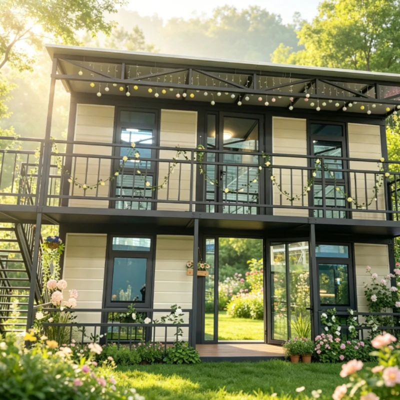 Customized 20ft Extendable Foldable Prefab Container 2 Story Villa House Steel Modular Living and Office Cabin for Outdoor Use