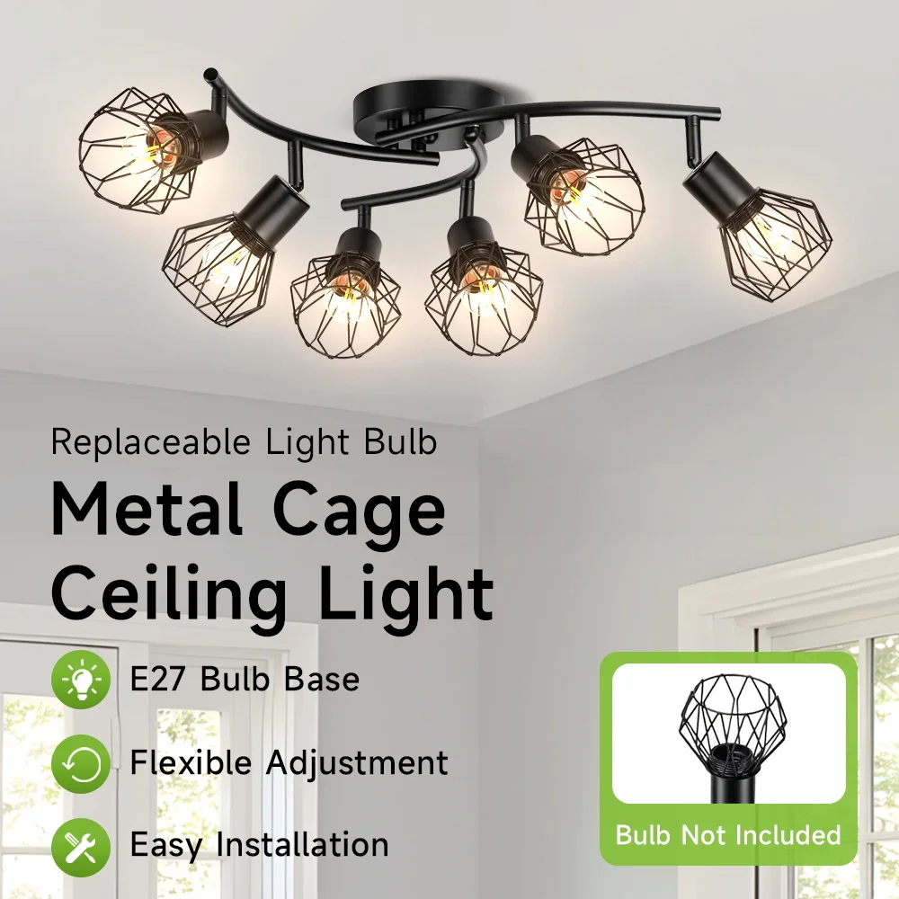 

Светодиодный потолочный подвесной светильник AC85-265VM, подвесной точечный светильник в клетке для гостиной, кухни, люстра E27, светодиодный прожектор