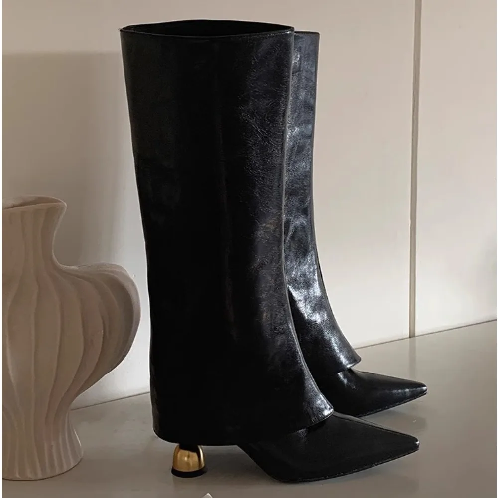 أشار تو أحذية عالية النساء مصمم أحذية عالية الكعب موضة الركبة عالية 2026 الشتاء تشيلسي الأحذية القوطي مضخات الفاخرة بوتاس موهير #1
