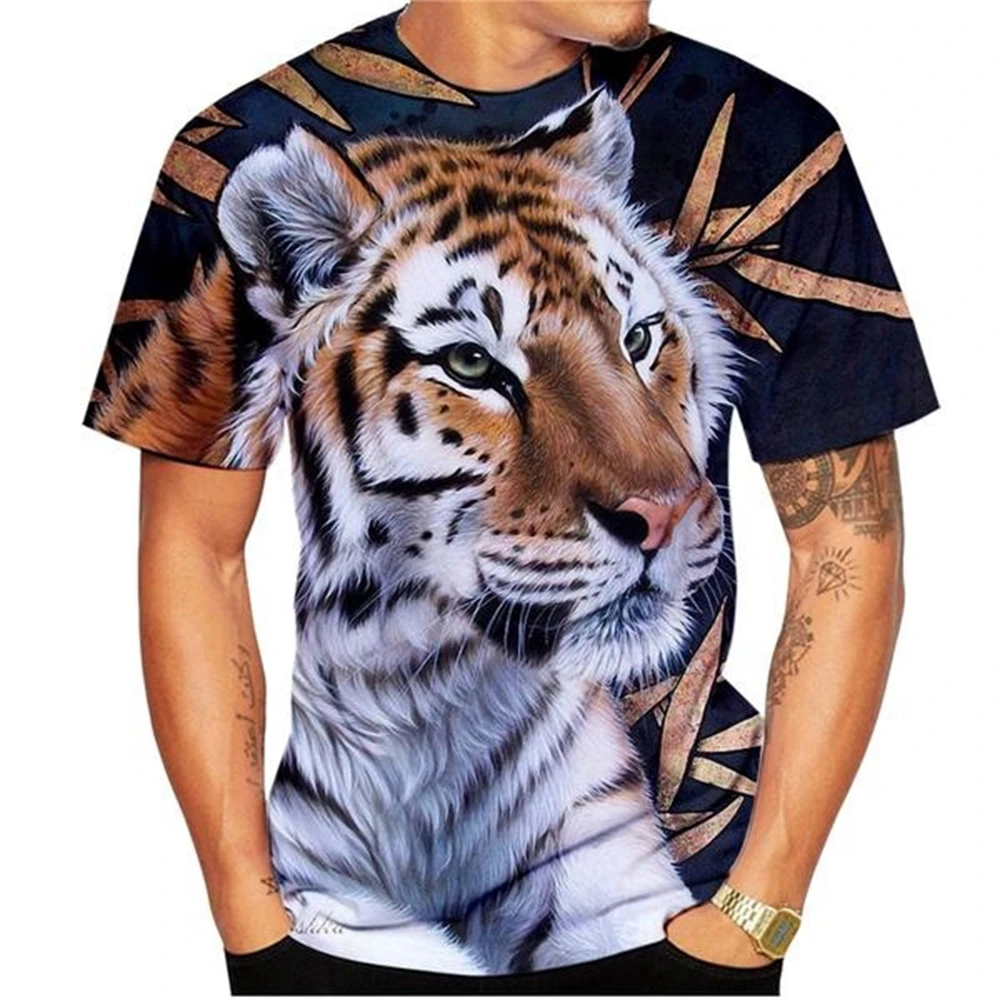 

Summer Animal Tiger 3D Print T-Shirts Streetwear Men Fashion Casual Oversized O-Neck Short Sleeved T Shirt Tees Tops