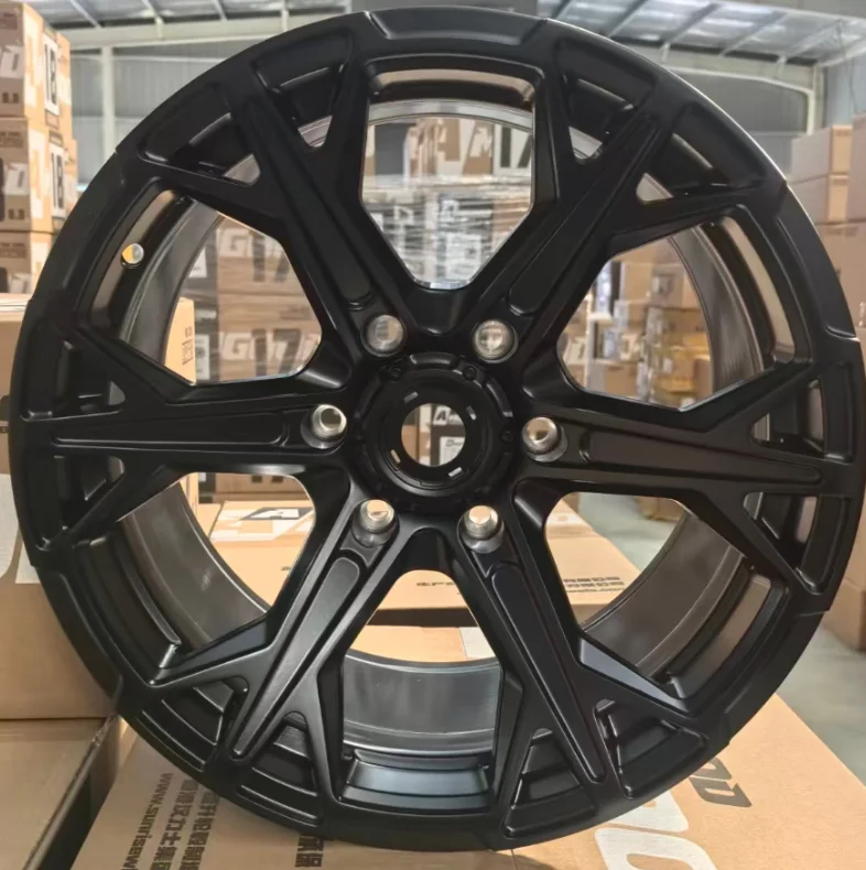 17 Inch Off Road Alloy Wheels Gunmetal/Matte Black Machined Beadlock/Mesh/V Spoke Heavy Duty 4x4 Pickup SUV Multiple PCD Rims