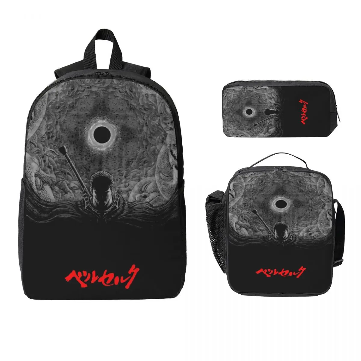 

Japan Anime Bereserks Kids Backpack Lunch Box Pencil Boxes for Boys Girls Backpacks School bag Bookbag Set