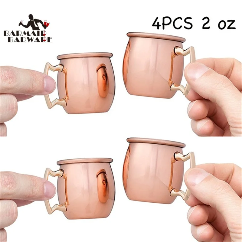 

4pcs 60ml 2-Ounce Moscow Mule Copper Mugs Metal Mug Cup Stainless Steel Beer Wine Coffee Cup