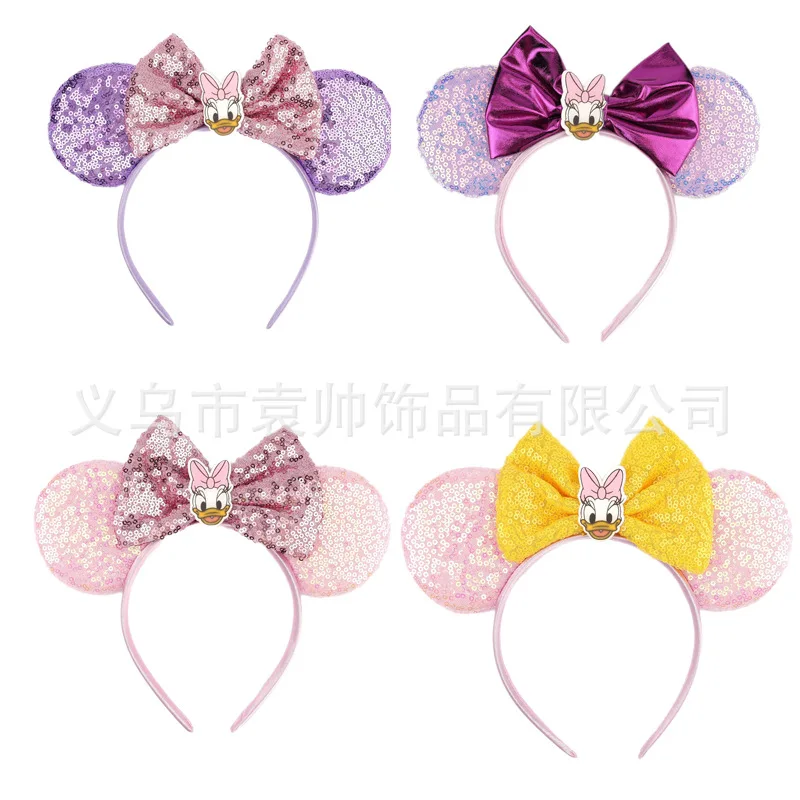 

New Disney Mickey Mouse Headband Kawaii Amusement Park Decor Donald Duck Mickey Head Ornament Hair Accessory Girls' Gift
