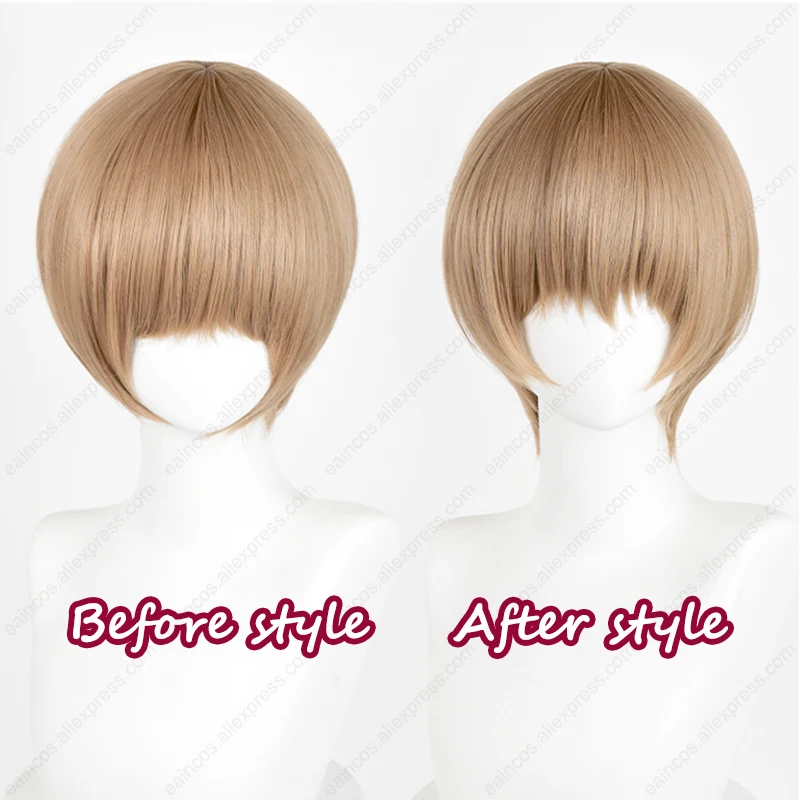 Sougo Okita Cosplay Wig 30cm Light Brown Short Hair Heat Resistant Synthetic Wigs