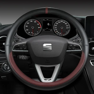Microfiber leather steering wheel coverage, tarraco seat, corona, ateca, ibiza, toledo, mii, leon, arosa, exo, st, fr, 38cm 10 Main Sales Steering Cover Seat Ibiza - №2