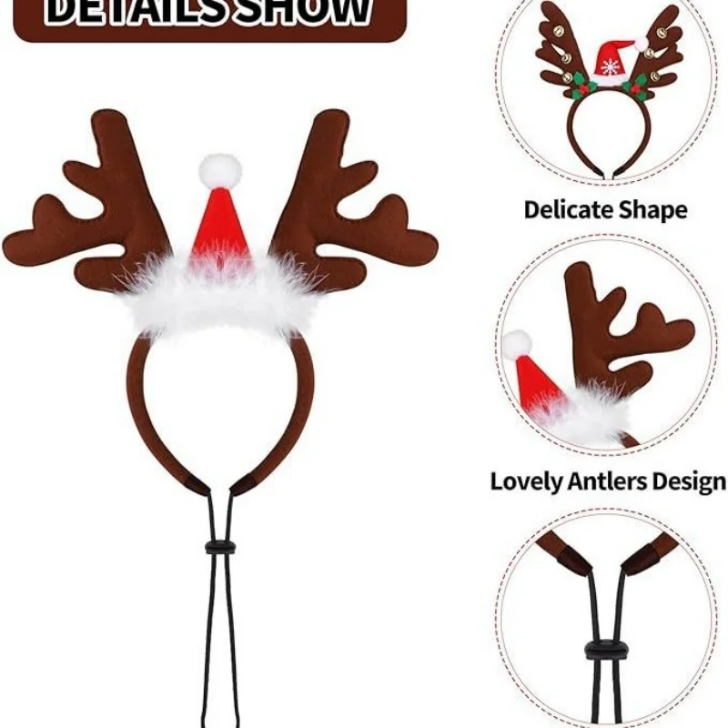 Christmas Pet Dogs Headband Deer Santa Hoop Hat Puppy Festival Reindeer Antlers Party Dress Costume Headwear Dog Accessories