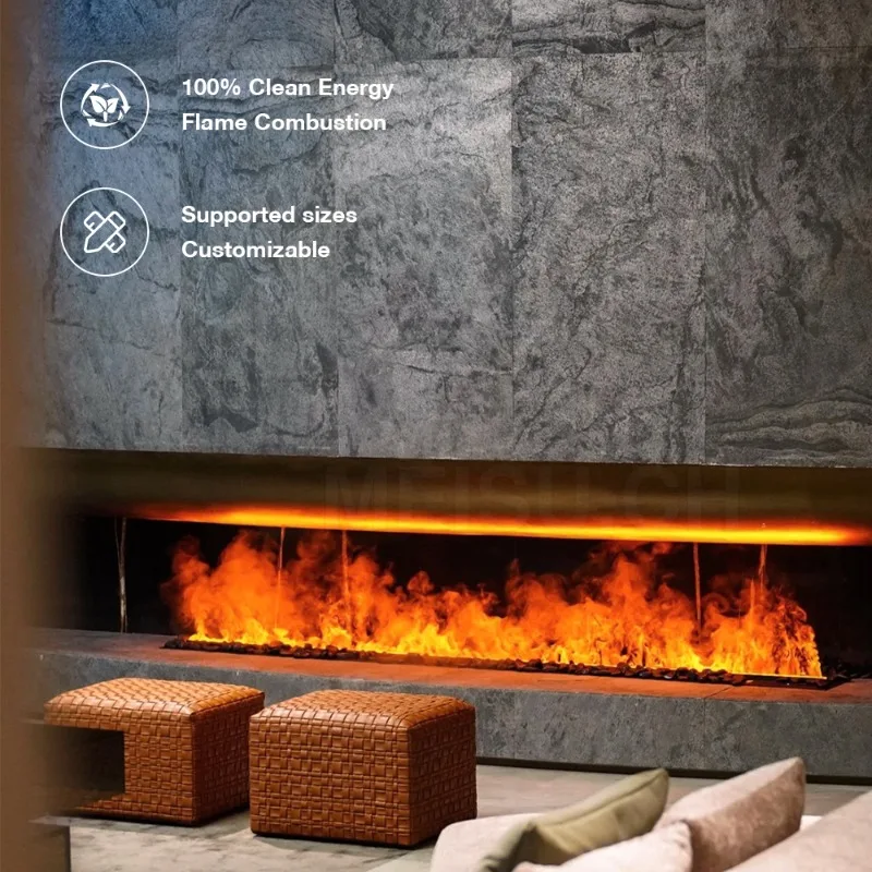 MEISU.CH Decorative Smart Heater TV Cabinet Water Vapor Fireplace Embedded Electric Fireplace Steam Atomization Fireplace