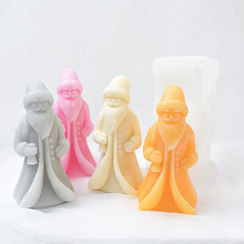 Cute Santa Claus Candle Mold Father Christmas Resin Silicone Mold Kriss Kringle Plaster Gypsum Mould Home Decor Christmas Tree