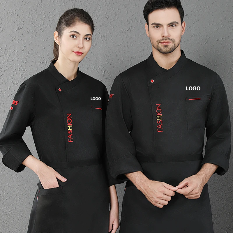 Chef Uniform For Men Jacket Cooking Clothes Kitchen Shirt Suit Waitress Food Service Coat Girl Personalized Works Custom Logo