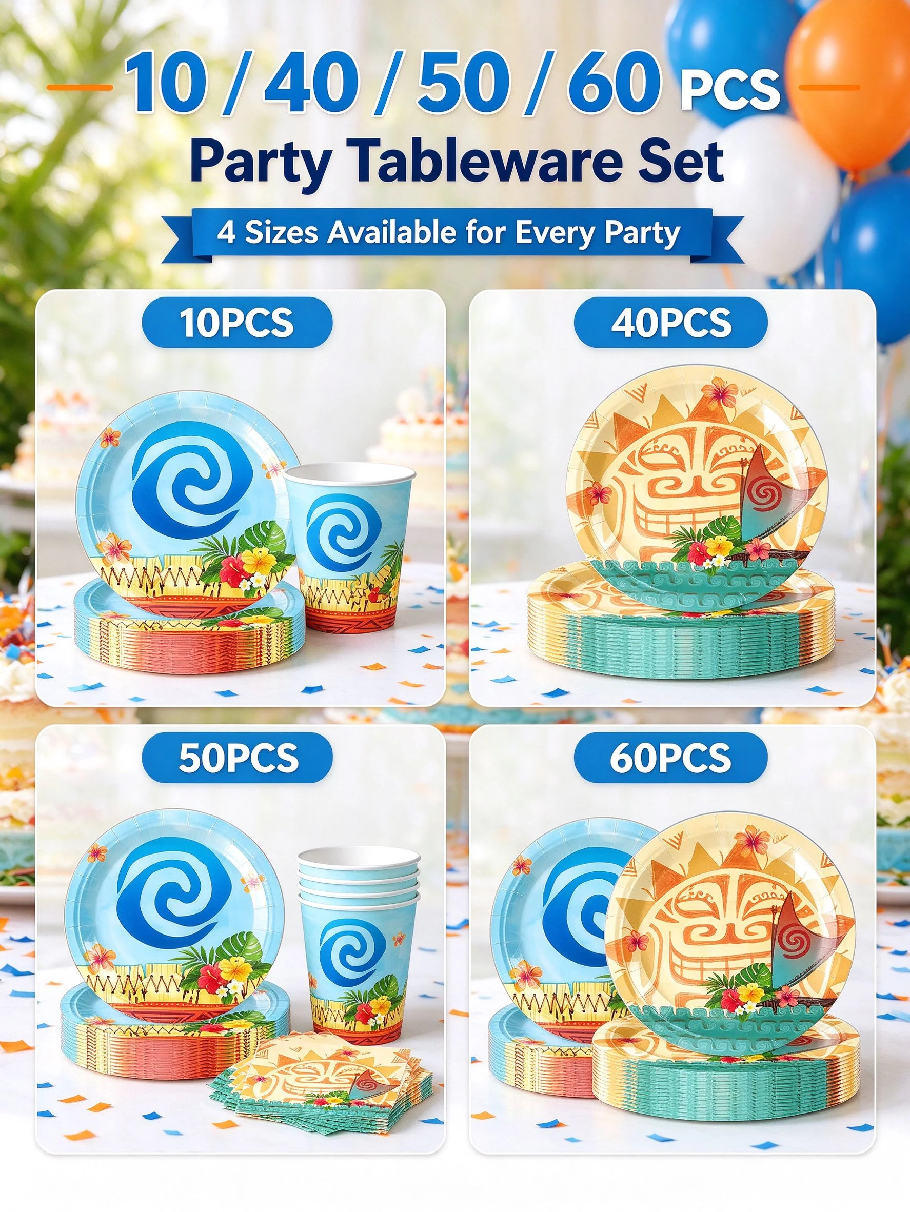 10/40/50/60pcs Ideal for summer birthday party, beach party, island gathering, luau party and tropical theme decorations.