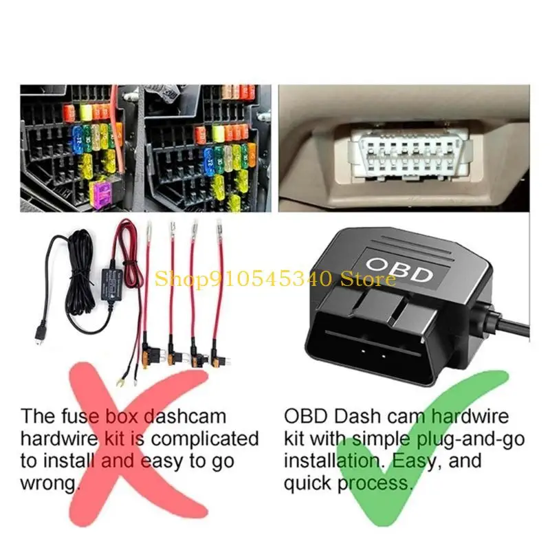 U2JA Reliable OBD Dashboard Camera  Cable with Built In Conversion Modules &  Parking Functionality 12V to 24V Voltage Converter