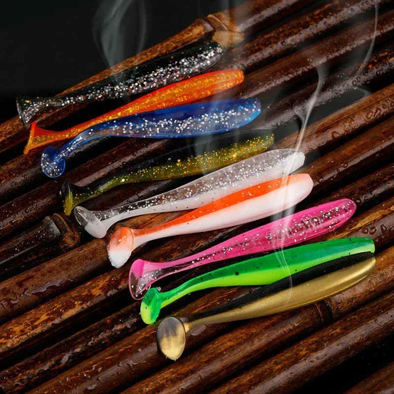 10pcs Soft Lures Bait 55mm 63mm 70mm 90mm Tail Jigging Wobblers Fishing Lure Tackle Bass Pike Aritificial Silicone Swimbait