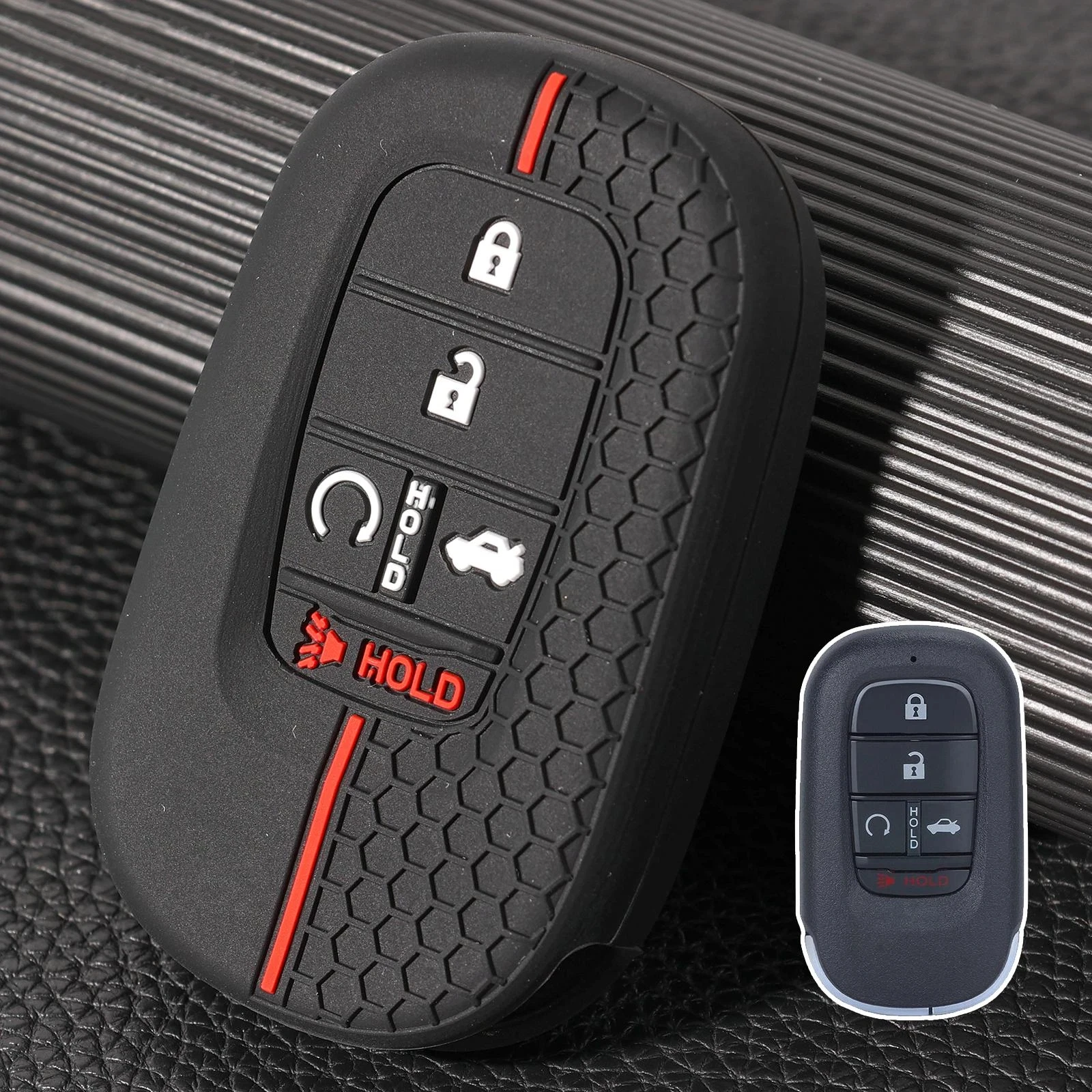 For Honda Civic Accord Passport Pilot CRV 2021-2023, Soft Silicone 5-Button Car Remote Key Fob Protective Cover Case Holder