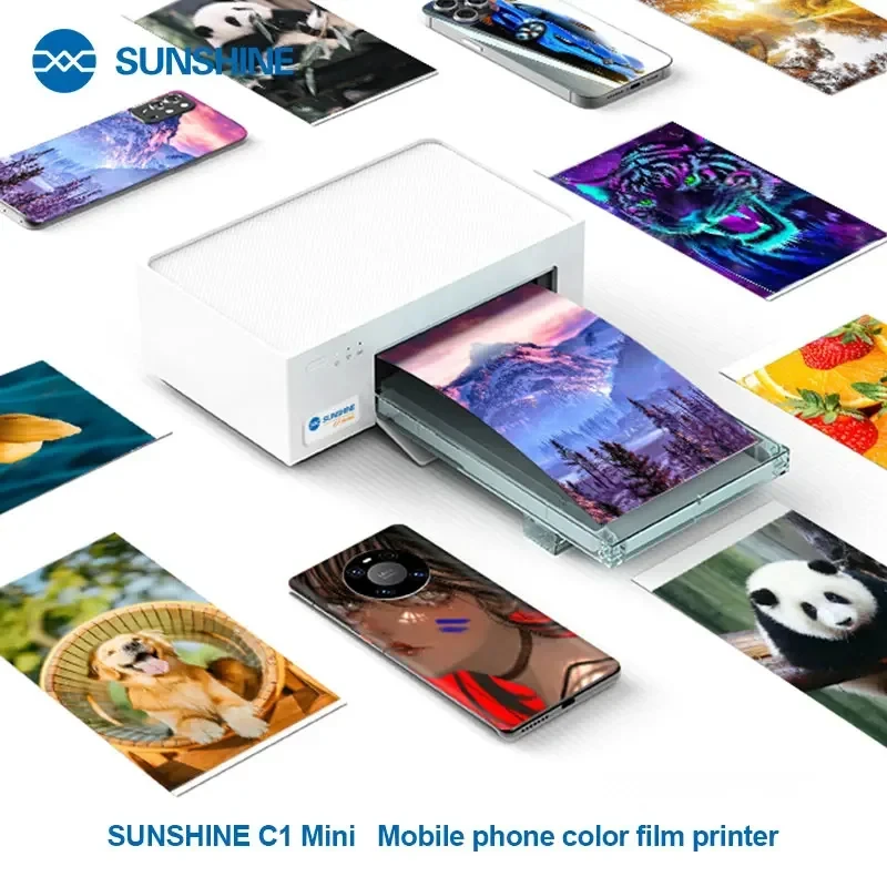 SUNSHINE C1 Mini Printer Connected to SS-890c/mini/pro/pro max 870C Y22 film cutter,customized mobile phone color film back film