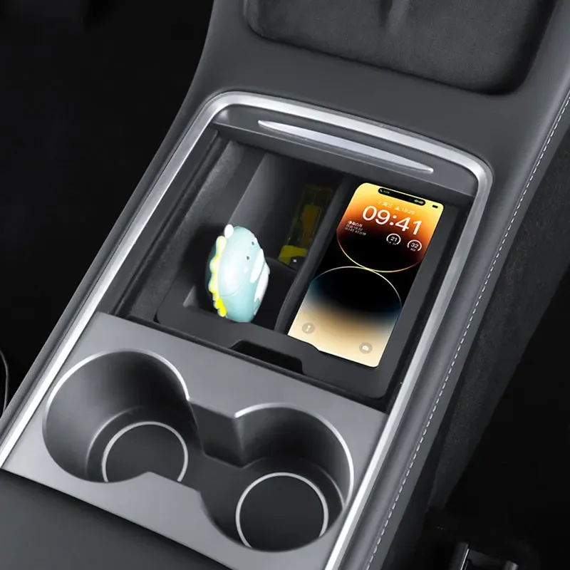 Silica Central Control Double Storage Box For Tesla Model 3/Y 2021 2022 2023 Model3 ModelY Crystal Box Car Accessories Interior