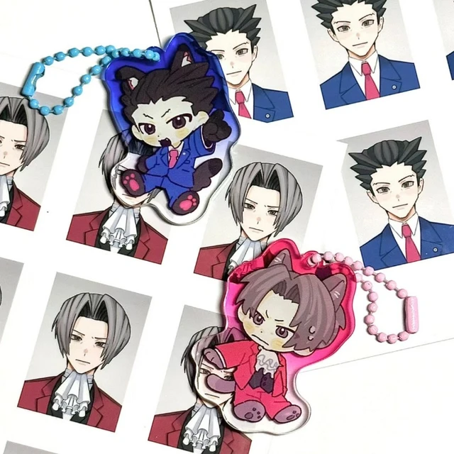 Phoenix Wright Miles Edgeworth Acrylic Keychain Men Ace Attorney 