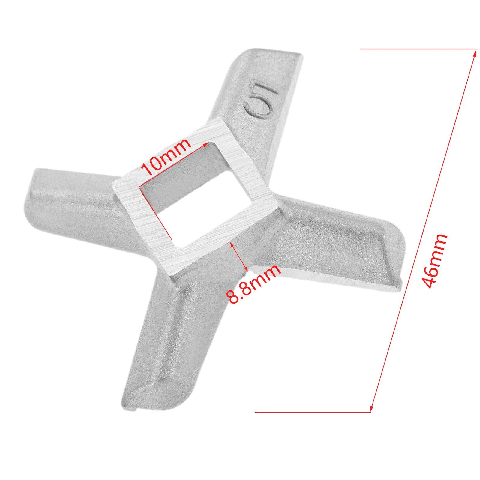 Meat Grinder Blade Replacement Accessory 10mm Inner Hole Stainless Steel 46mm Length for Bosch Philips HR2724 HR2725 HR7768