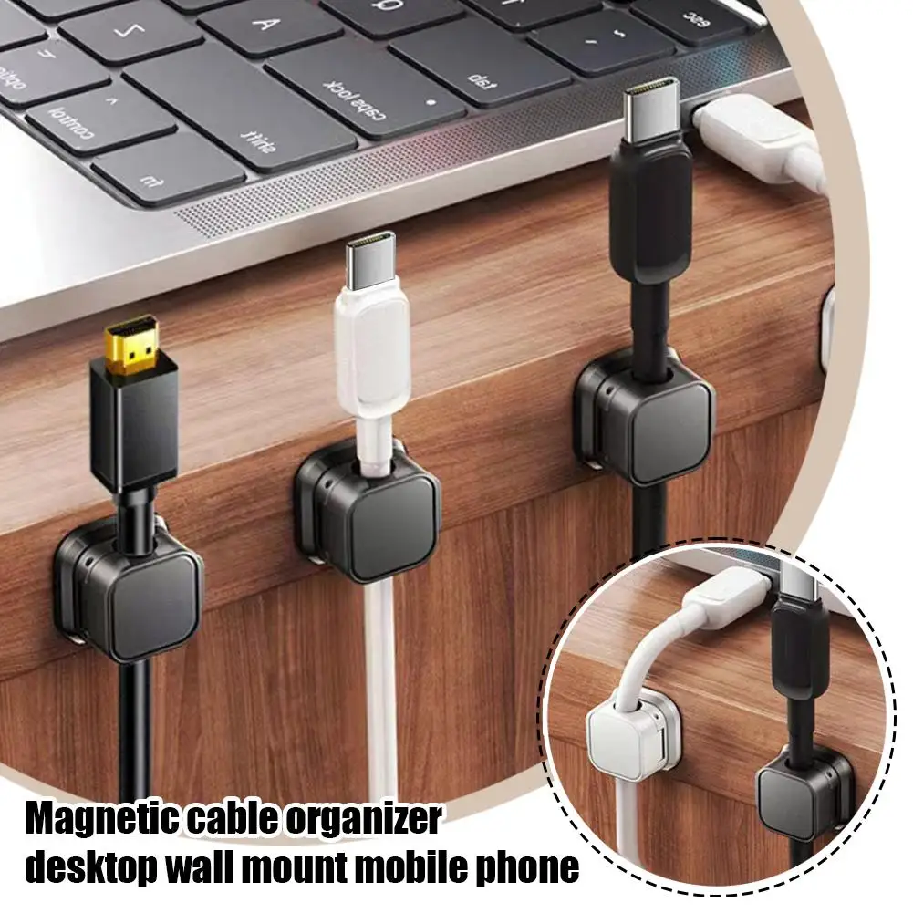 Magnetic Cable Organizer Desktop Wall Hanging Mobile Organizer Management Desk Phone Adjustable Cable Cable Cord Holder Und Y3x6