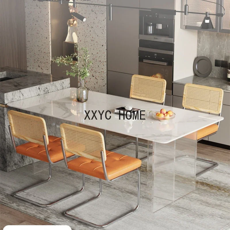 Bright Stone Plate Kitchen IslandIntegrated Light Luxury Acrylic Suspension Dining Table Rectangular