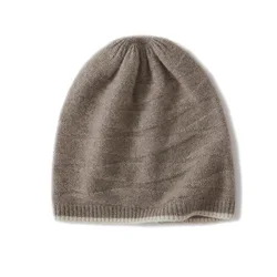 DjzDsm Autumn/Winter New Collection 35% Cashmere 65% Wool Knitted Hat Outdoor Color blocked Ear Protection Hat for Men and Women