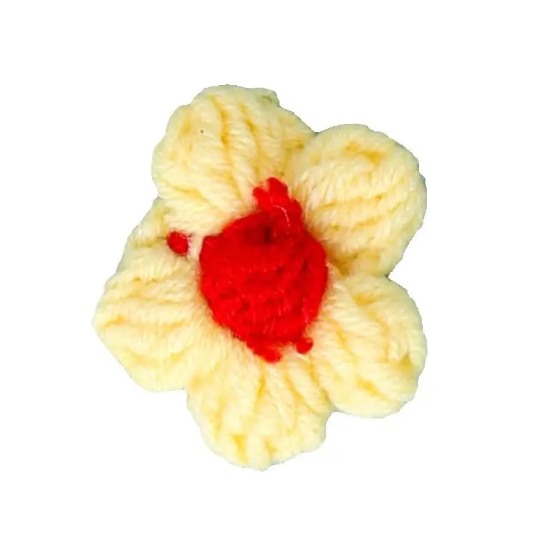 15PCS New Hand-woven Wool Five-petal Flower Patch Clothing Headwear Hat DIY 3D Flower Sticker Accessories