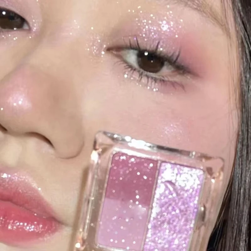 Paleta de sombra de ojos morada brillante con resaltador nacarado brillante Kit de cosméticos de maquillaje de ojos brillante monocromático 2025