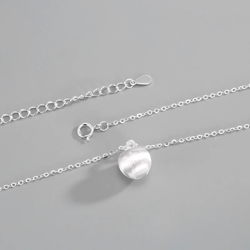 Minimalism Chic 925 Sterling Silver Apple Pendant Necklace For Women Brushed Craft Fruit Delicate Choker Necklaces 2024 New Gift