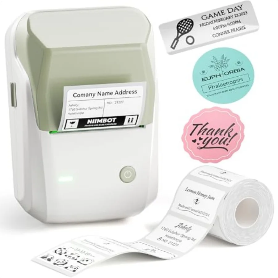 Impresora de etiquetas térmica B1 con cinta, fácil de usar para oficina, hogar, negocios, fabricante de etiquetas de 2 pulgadas con etiquetas de 2 ''x 1,18''