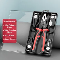 DELIXI 5 In 1 Electrician Pliers Needle Nose Pliers Multifunctional Hardware Household Manual Tool Set for Wire Stripping