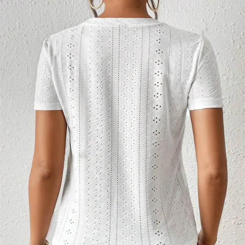 Dames afslankend uitgehold ort Sve T-shirt woon-werkverkeer Sle polyester spandex mix casual top met bloemenpatroon