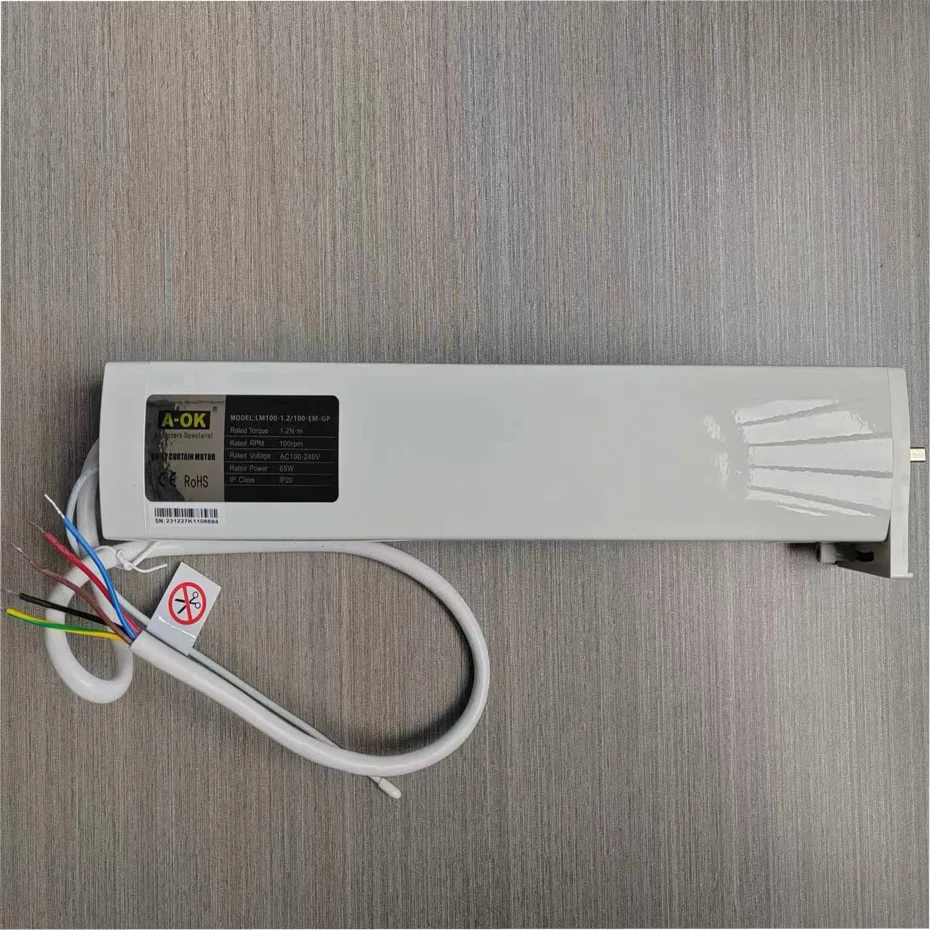 A-OK LM100 1.2N 5 Wire Curtain Motor,RF433 Remote Control,485/Dry Contact/Wall Switch Control,AC100-240V 65W,Home Automation