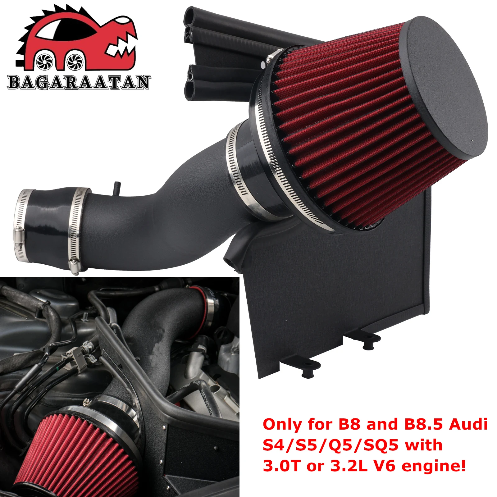 Image of Für Audi S4 S5 Q5 SQ5 B8 B8.5 3.0T 3.2L V6 Motor Kaltluftansaugkit 3,5' Rohr