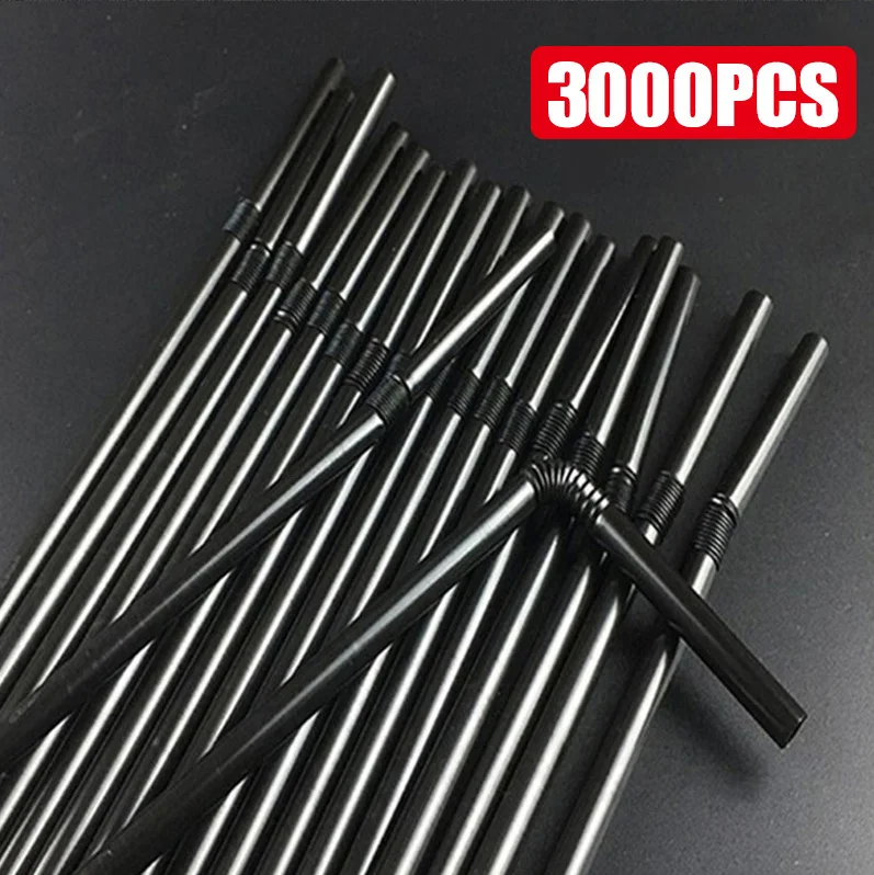 50-3000PCS Veelkleurige Rietjes Rietjes Melk Thee Bar Party Bruiloft Keuken Woonaccessoires Drank Zwart Stro Groothandel