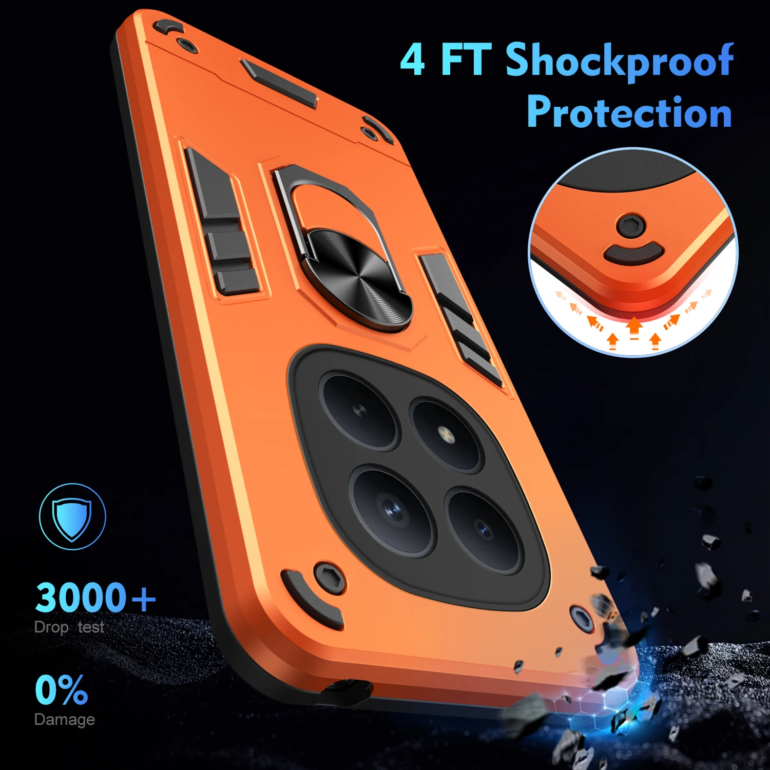 Militärisch robuste Hülle für Xiaomi Redmi Note 15 Pro 5G Note 14 Pro+ Plus Schutzhülle Stoßfest mit Ringständer Fundas Coque – Detail 4
