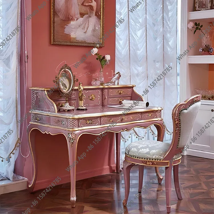 

American French retro hand-painted dressing table light luxury simple solid wood designer high sense